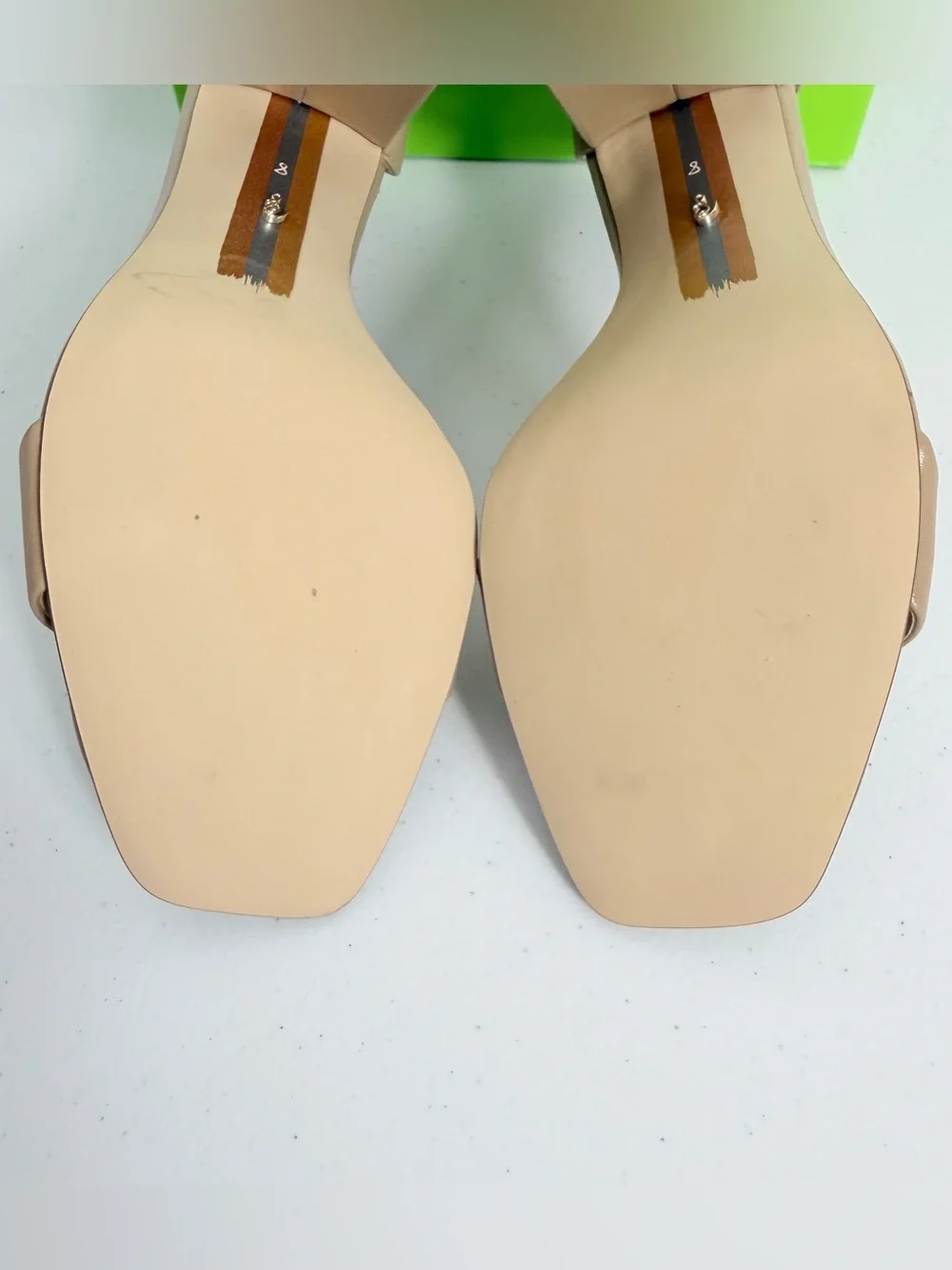 Sam Edelman Daniella Block Heel Sandal 8M Soft Beige Nude Leather Matte